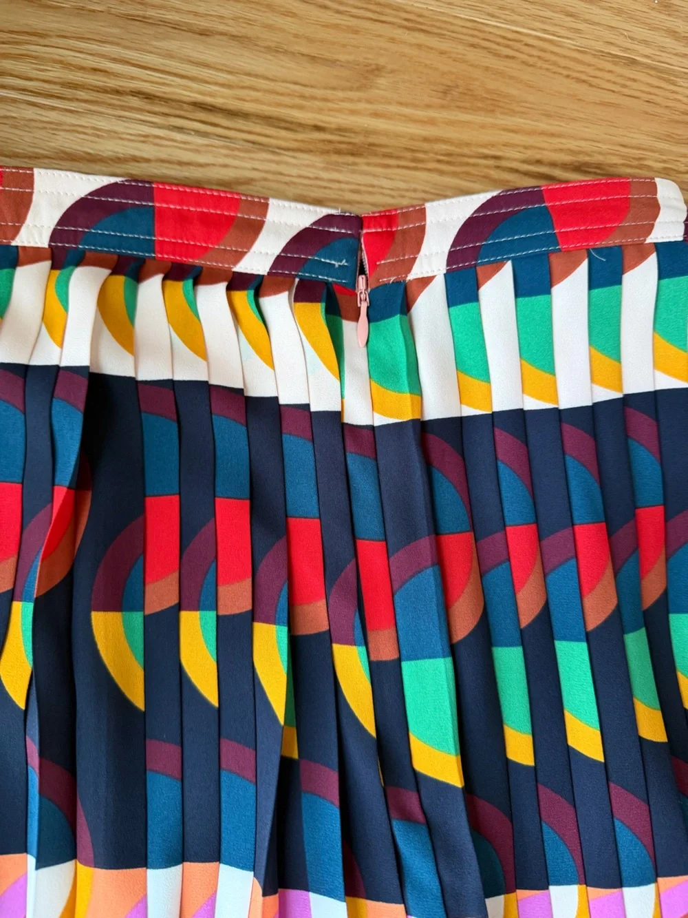 J.Crew Pleated Midi Skirt Size 10 Multicolor Geometric Print